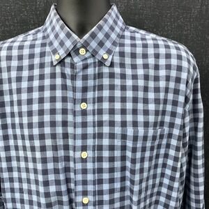 Ledbury Fine Shirting Mens Blue‎ Gingham Check Button Down Flanel Shirt XXL